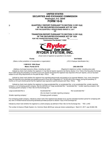 Thumbnail Ryder
 10-Q Quarterly Report FY2017 