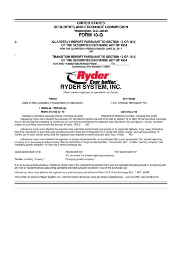 Thumbnail Ryder
 10-Q Quarterly Report FY2017 