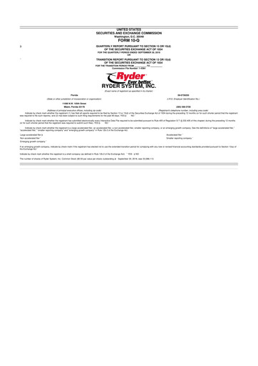 Thumbnail Ryder
 10-Q Quarterly Report FY2018 