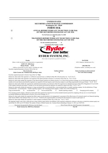 Thumbnail Ryder
 10-K Annual Report 2020