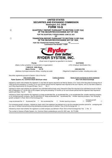 Thumbnail Ryder
 10-Q Quarterly Report FY2021 