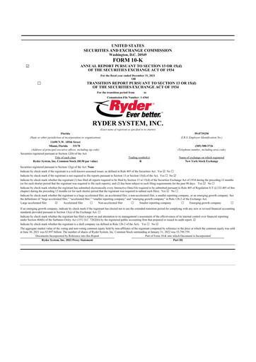 Thumbnail Ryder
 10-K Annual Report 2021