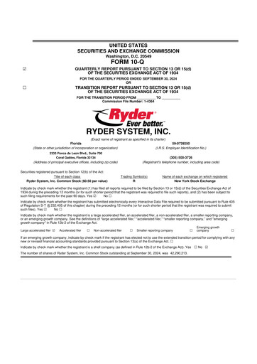 Thumbnail Ryder
 10-Q Quarterly Report FY2024 