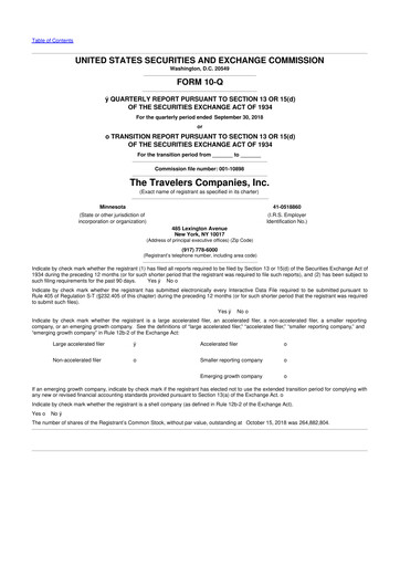 Thumbnail The Travelers Companies 10-Q Quarterly Report FY2018 