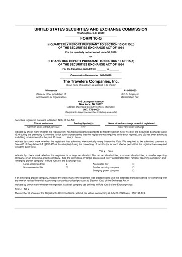 Thumbnail The Travelers Companies 10-Q Quarterly Report FY2020 