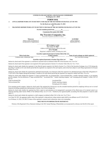 Thumbnail The Travelers Companies 10-K Annual Report 2021