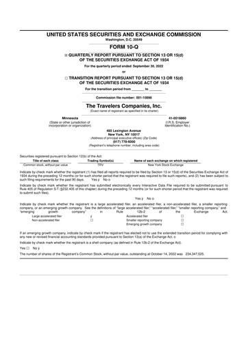 Thumbnail The Travelers Companies 10-Q Quarterly Report FY2022 