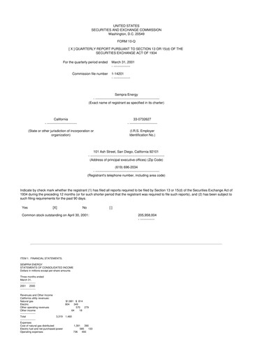 Thumbnail Sempra 10-Q Quarterly Report FY 