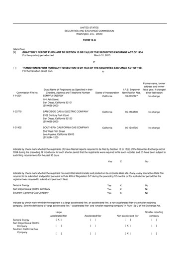 Vorschaubild Sempra 10-Q Quartalsbericht  