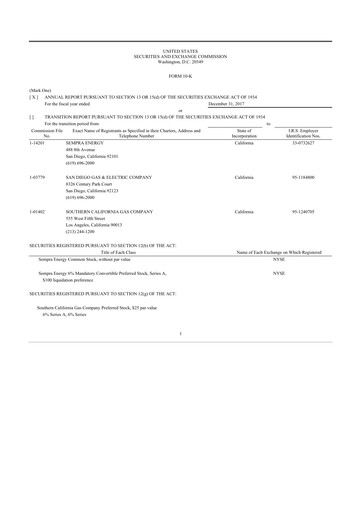 Thumbnail Sempra 10-K Annual Report 2017