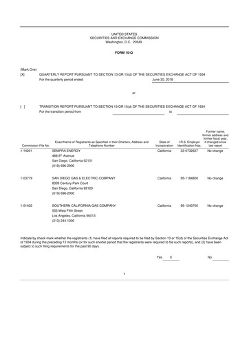 Thumbnail Sempra 10-Q Quarterly Report FY2018 