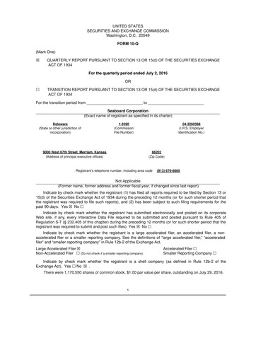 Thumbnail Seaboard Corporation 10-Q Quarterly Report FY2016 