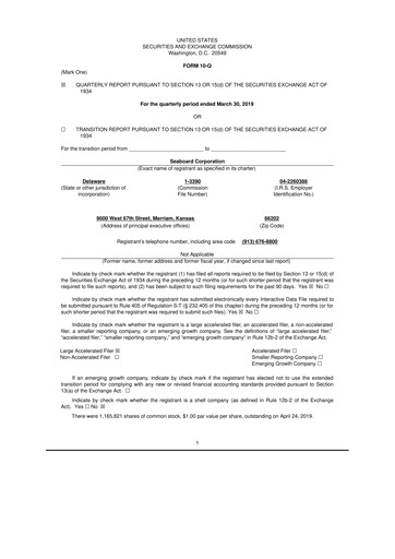 Thumbnail Seaboard Corporation 10-Q Quarterly Report FY2019 