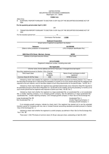 Thumbnail Seaboard Corporation 10-Q Quarterly Report FY2021 