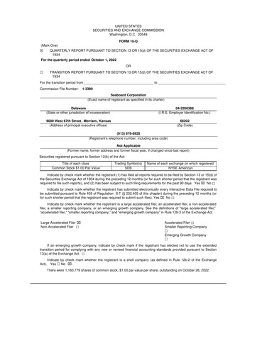 Thumbnail Seaboard Corporation 10-Q Quarterly Report FY2022 