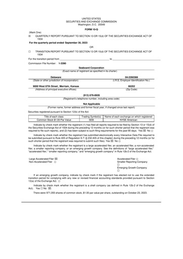 Thumbnail Seaboard Corporation 10-Q Quarterly Report FY2023 