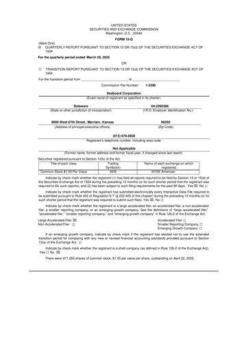 Thumbnail Seaboard Corporation 10-Q Quarterly Report FY2025 