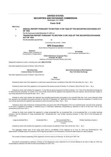 Thumbnail SPX Technologies 10-K Annual Report 2015