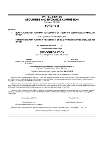 Thumbnail SPX Technologies 10-Q Quarterly Report FY2016 