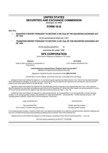 Thumbnail SPX Technologies 10-Q Quarterly Report FY2017 