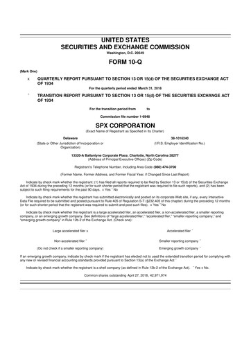 Thumbnail SPX Technologies 10-Q Quarterly Report FY2018 