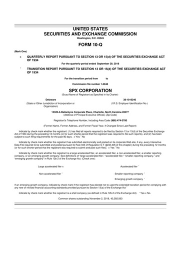 Thumbnail SPX Technologies 10-Q Quarterly Report FY2018 