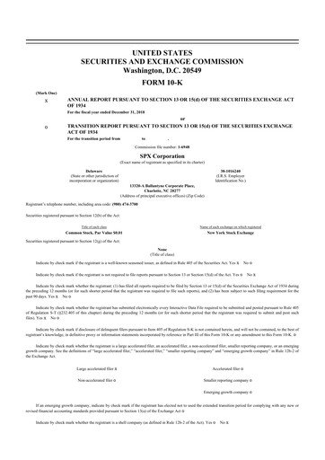 Thumbnail SPX Technologies 10-K Annual Report 2018