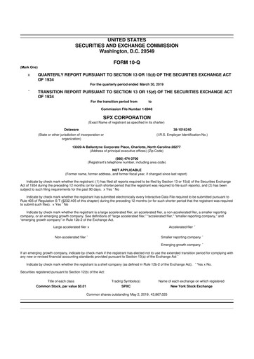 Thumbnail SPX Technologies 10-Q Quarterly Report FY2019 