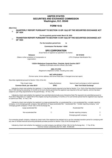 Thumbnail SPX Technologies 10-Q Quarterly Report FY2020 