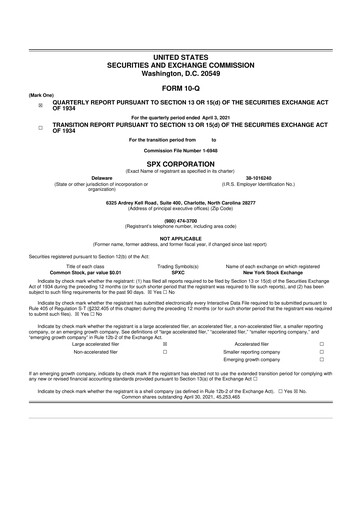 Thumbnail SPX Technologies 10-Q Quarterly Report FY2021 