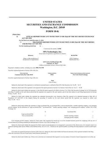 Thumbnail SPX Technologies 10-K Annual Report 2024