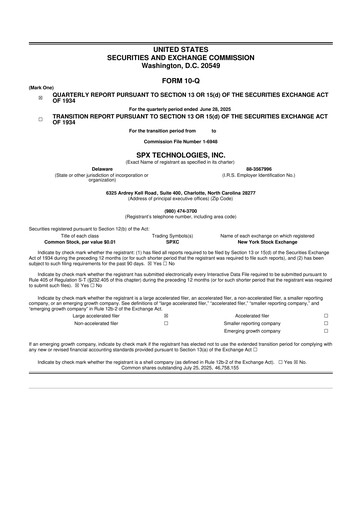 Thumbnail SPX Technologies 10-Q Quarterly Report FY2025 