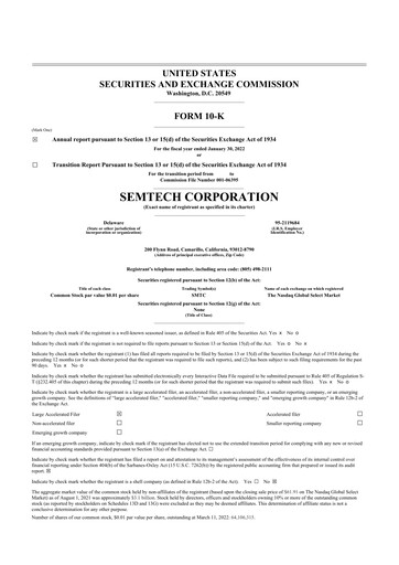 Thumbnail Semtech 10-K Annual Report 