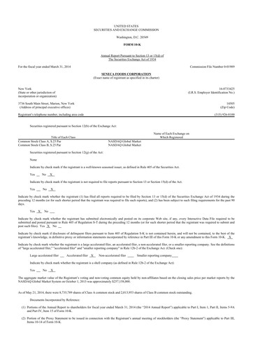 Thumbnail Seneca Foods
 10-K Annual Report 2014