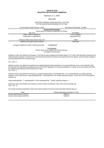 Thumbnail Seneca Foods
 10-Q Quarterly Report FY2017 