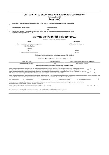 Vorschaubild Service Corporation International
 10-Q Quartalsbericht 2020 