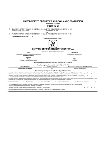 Vorschaubild Service Corporation International
 10-Q Quartalsbericht 2020 