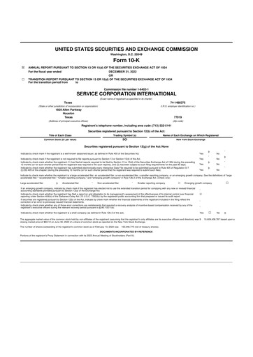 Vorschaubild Service Corporation International
 10-K Jahresbericht 2022