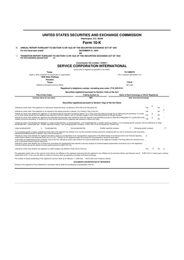 Vorschaubild Service Corporation International
 10-K Jahresbericht 2024