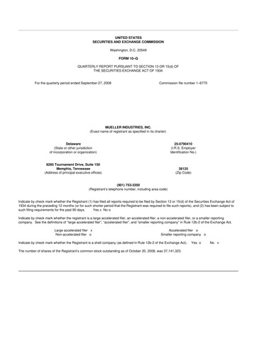 Thumbnail Mueller Industries
 10-Q Quarterly Report FY 