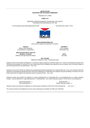 Thumbnail Mueller Industries
 10-Q Quarterly Report FY 