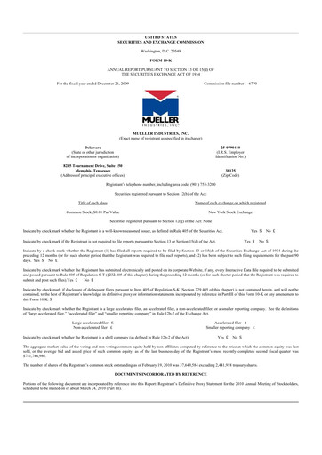 Thumbnail Mueller Industries
 10-K Annual Report 