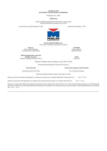 Thumbnail Mueller Industries
 10-K Annual Report 