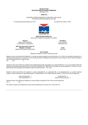 Thumbnail Mueller Industries
 10-Q Quarterly Report FY2011 