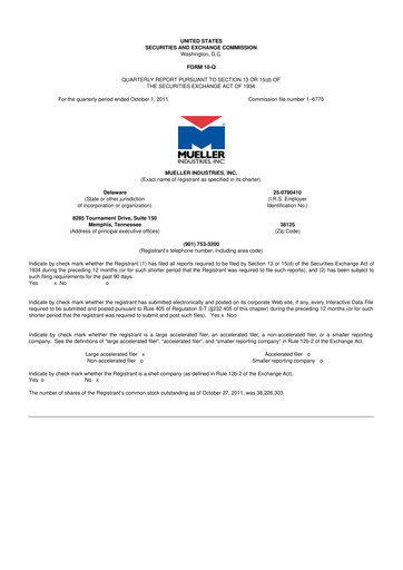 Thumbnail Mueller Industries
 10-Q Quarterly Report FY2011 