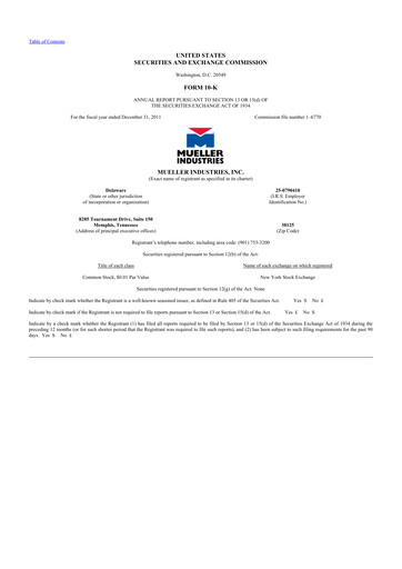 Thumbnail Mueller Industries
 10-K Annual Report 2011