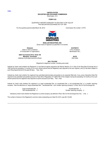 Thumbnail Mueller Industries
 10-Q Quarterly Report FY2013 