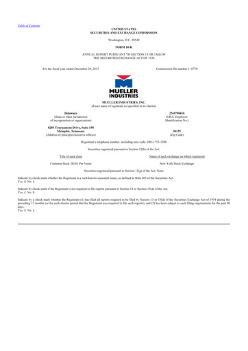 Thumbnail Mueller Industries
 10-K Annual Report 2013