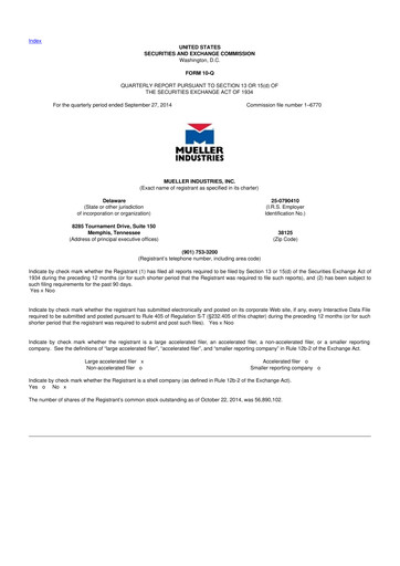 Thumbnail Mueller Industries
 10-Q Quarterly Report FY2014 