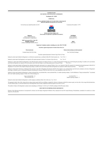 Thumbnail Mueller Industries
 10-K Annual Report 2015